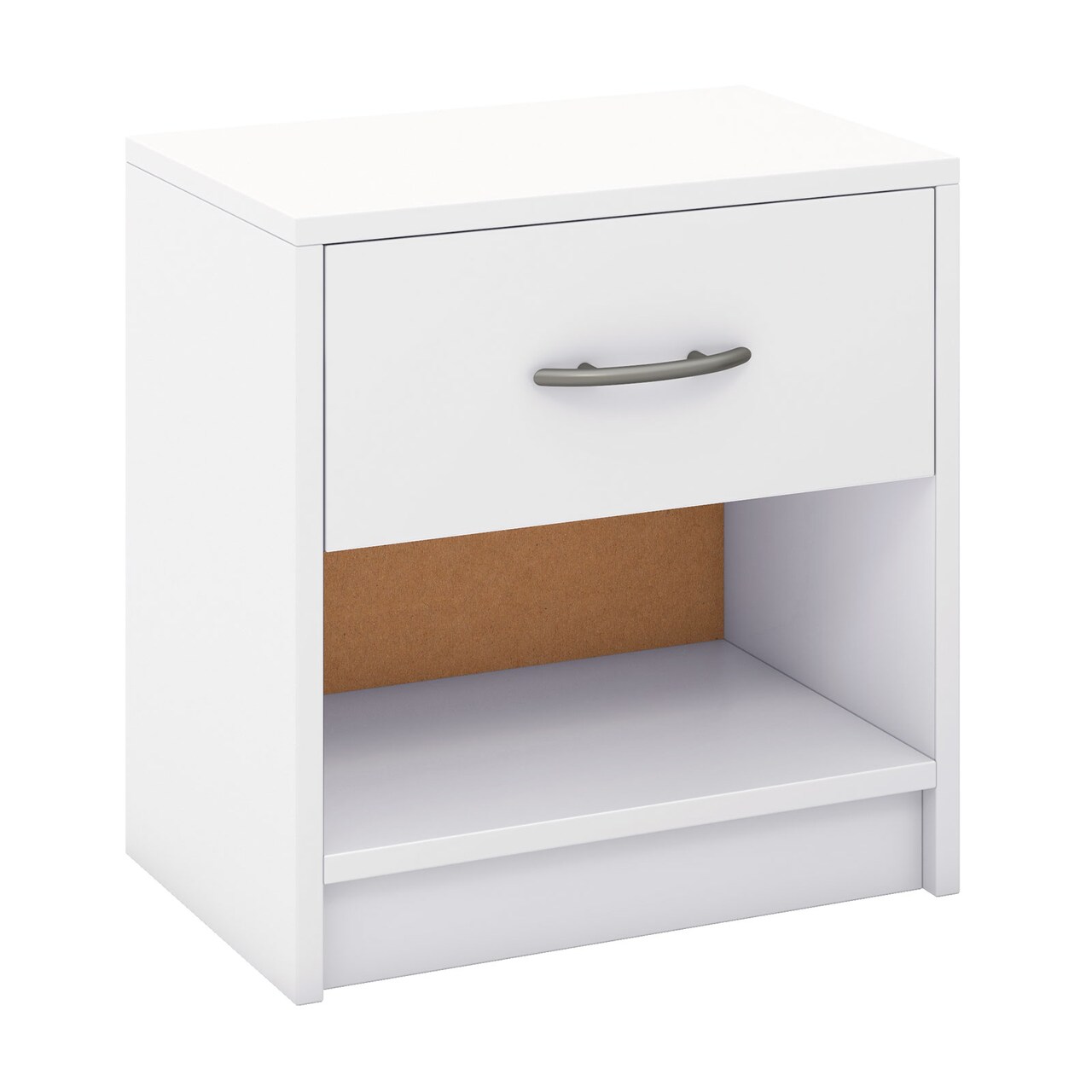 Nightstand with Drawer, Open Shelf, Modern Design and Sturdy Structure